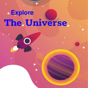 ebook cover for Explore the universe colouring book