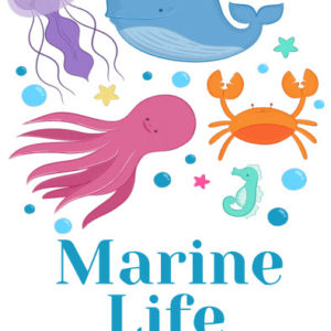 ebook cover for marine life colouring book